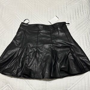 Avec Les Filles Black Leather Skater Skirt